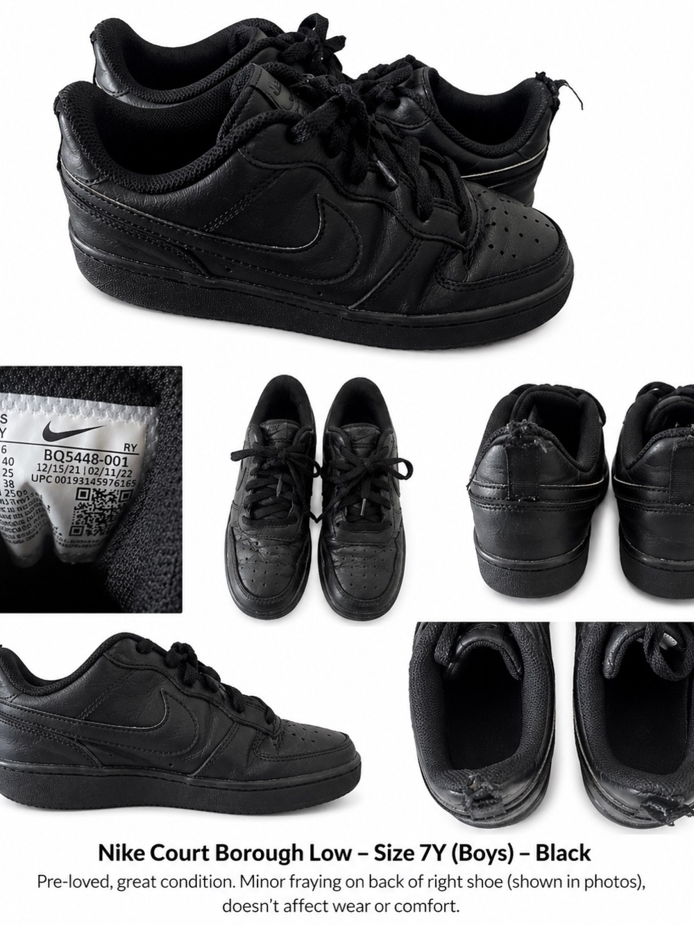 Nike Black Leather Low-Top Sneakers with Swoosh
